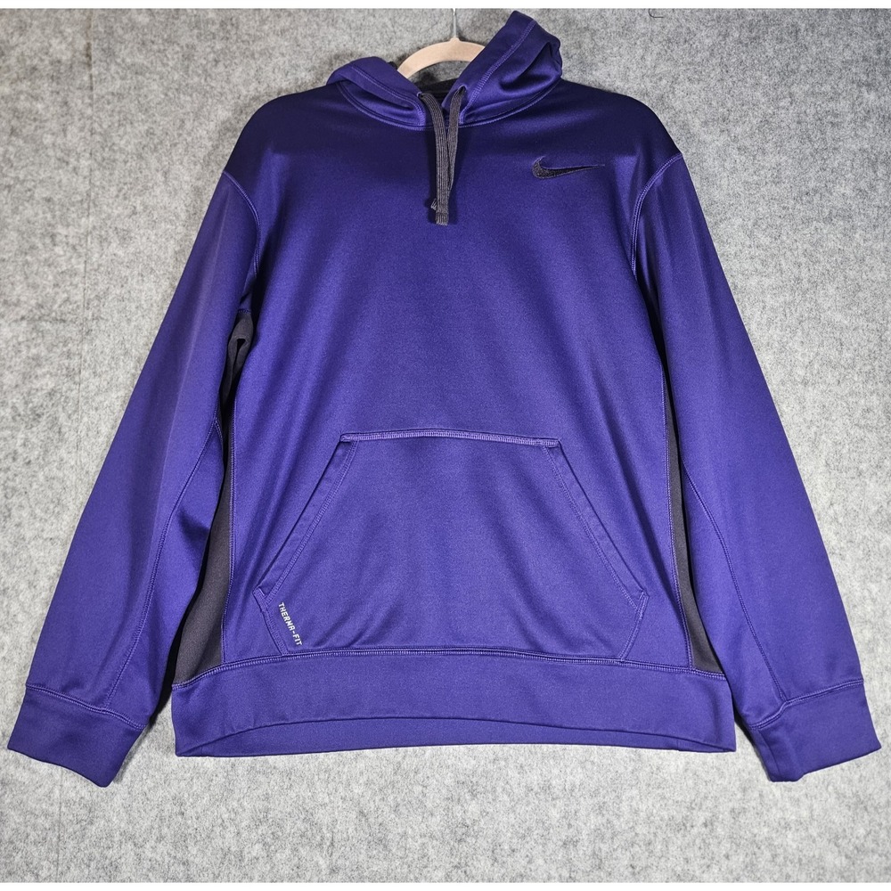 Nike Womens Purple Therma-Fit Pullover Hoodie Active Outdoors Logo Size M
